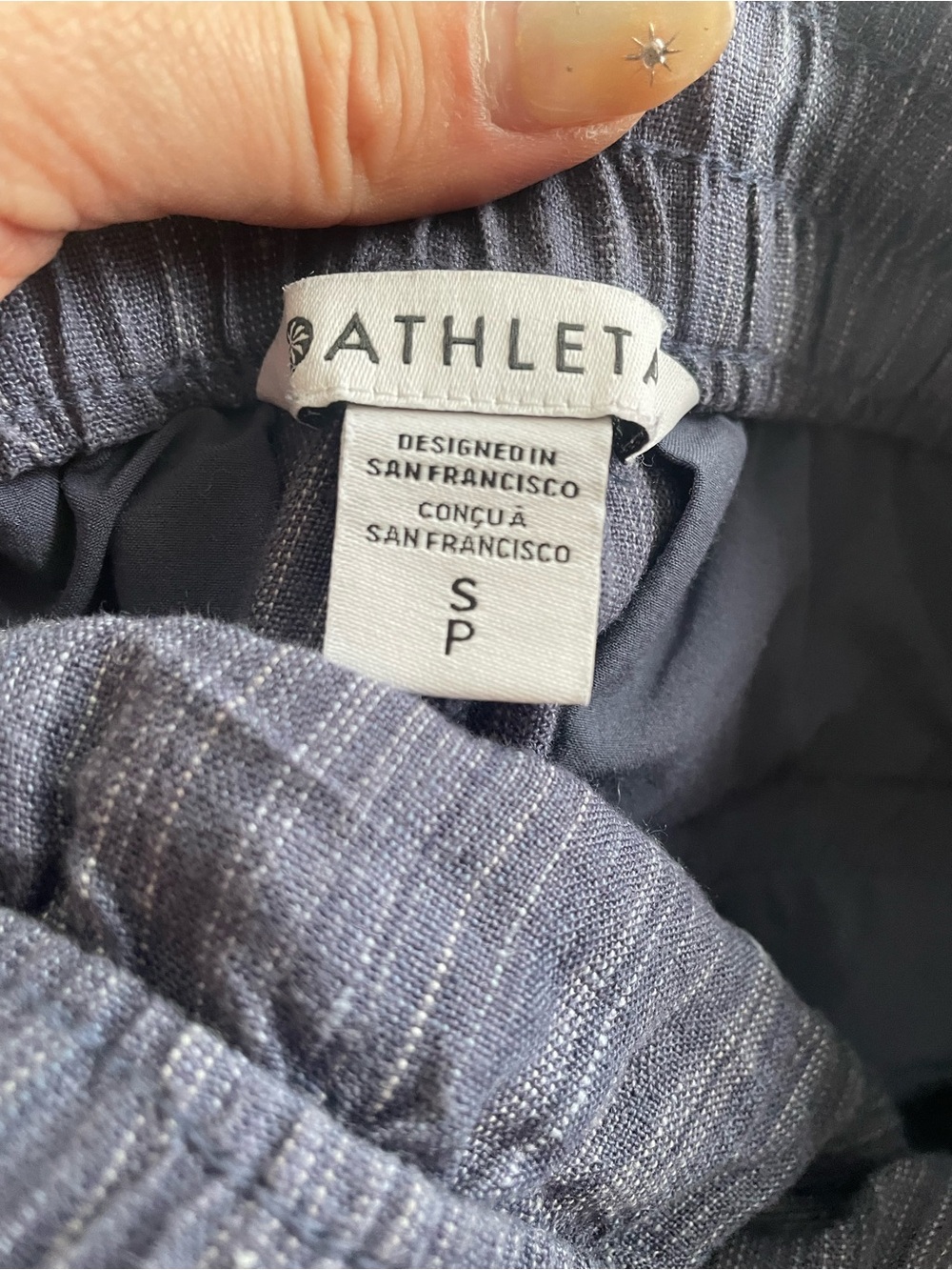 Athleta Cabo Linen Wide Leg Pull On Heathered Blue Pants small - Picture 5 of 5